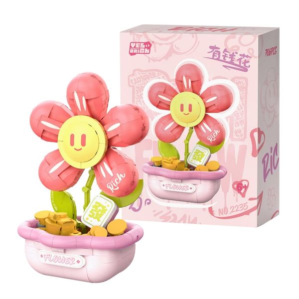 Mô hình lắp ráp hoa trang trí hồng pastel – 706 chi tiết (2235)