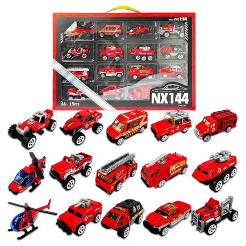 Bộ xe cứu hỏa hợp kim 15 chiếc – mô hình xe cứu hỏa tỉ lệ 1:64