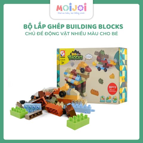 Bộ lắp ghép Building Blocks 49 chi tiết – Chủ đề động vật nhiều màu cho bé