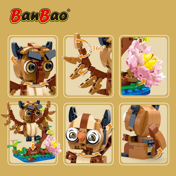 BanBao Mô hình Cú Gỗ Lắp Ghép ET611 256 Chi tiết Nhựa ABS An Toàn Phát Triển Tư Duy Cho Bé 4-10 Tuổi