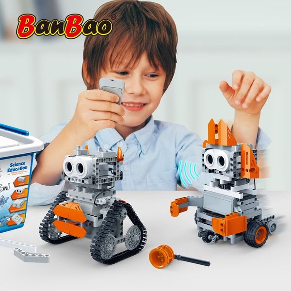 Đồ chơi lắp ráp STEM robot 6in1 tránh vật cản banbao 6917 (555 chi tiết)