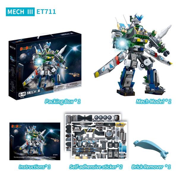 BanBao Đồ chơi lắp ráp Robot Mech III ET711 618 chi tiết mô hình chiến binh không gian thiết kế mạnh mẽ đa vũ khí và khả năng chuyển động linh hoạt cho bé từ 6 tuổi trở lên
