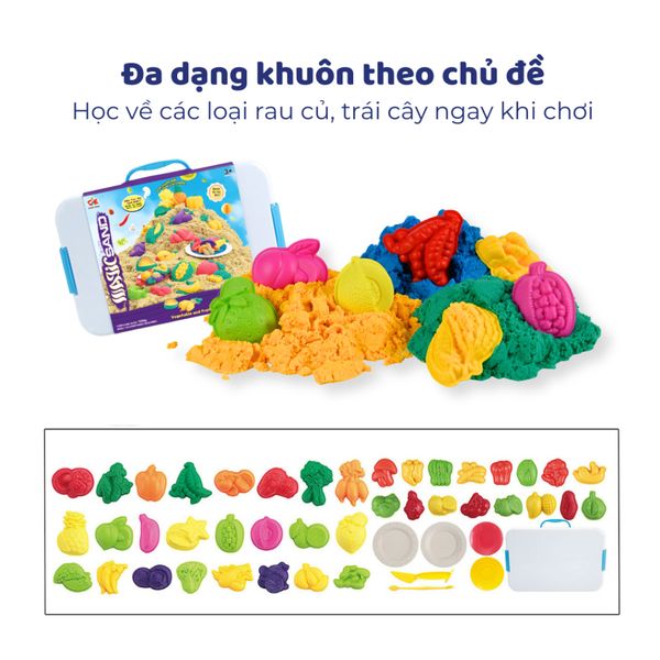 Đồ chơi cát động lực + khuôn tạo hình chủ đề rau củ (Bộ chơi cát sáng tạo cho bé)