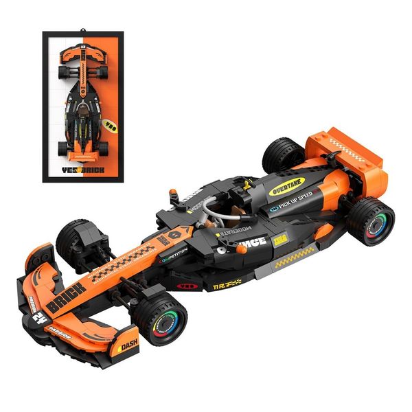 Mô hình lắp ráp xe đua F1 Yes Brick – trang trí, trưng bày (màu cam / màu hồng)