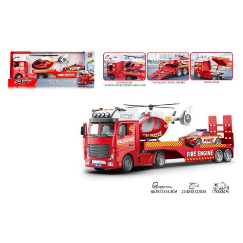 Bộ đồ chơi xe cứu hỏa đa năng kèm máy bay & xe đặc nhiệm phát triển tư duy tình huống giao tiếp không màn hình