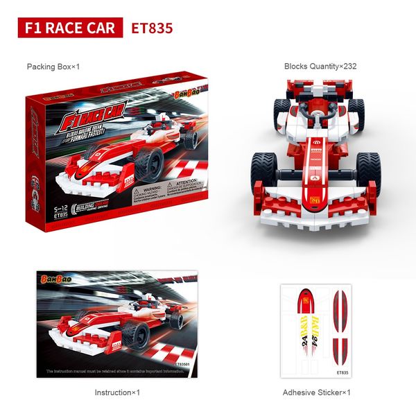 Đồ chơi lắp ráp Xe đua F1 Race Car BanBao ET835 (232 chi tiết)