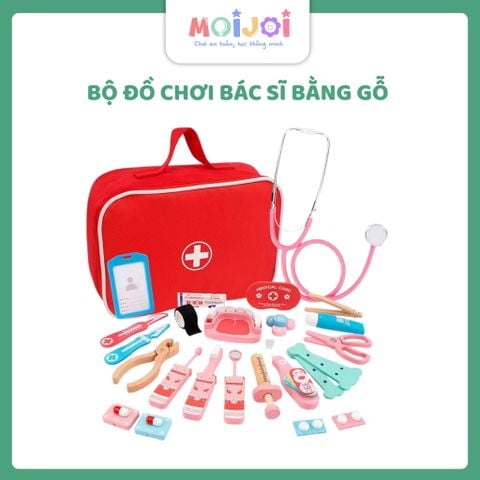Bộ đồ chơi bác sĩ bằng gỗ thông minh 40 chi tiết,mô phỏng dụng cụ y tế, phát triển kỹ năng và trò chơi nhập vai cho bé