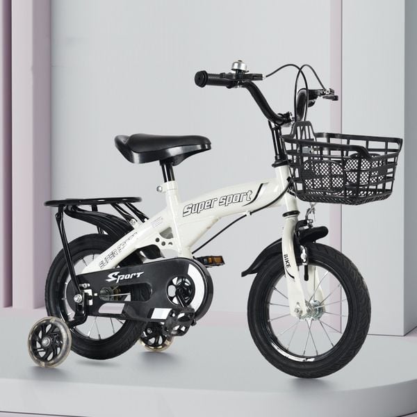 Xe đạp trẻ em 16 inch - bánh phụ, giỏ trước, khung thép chắc chắn