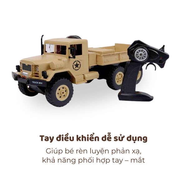 Xe tải quân sự điều khiển từ xa – Military RC Truck 6 bánh, tải trọng lớn, vượt địa hình mạnh mẽ