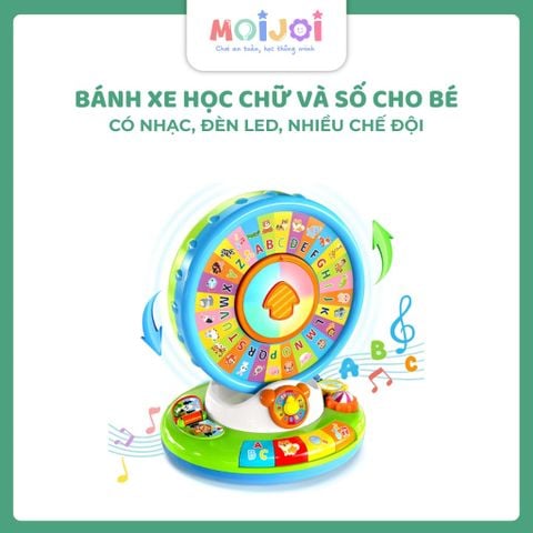 Bánh xe học chữ và số cho bé – có nhạc, đèn LED, nhiều chế độ chơi giúp bé vừa học vừa chơi