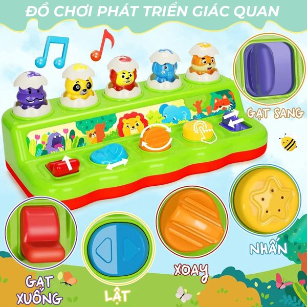 Hộp ú òa mở ra các con vật ngộ nghĩnh, Đồ chơi POP - UP thú rừng kỳ diệu Montessori từ 1 - 3 tuổi
