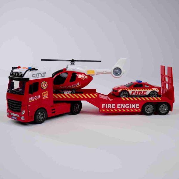 Bộ đồ chơi xe cứu hỏa đa năng kèm máy bay & xe đặc nhiệm phát triển tư duy tình huống giao tiếp không màn hình