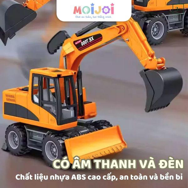 Đồ chơi xe máy xúc công trình, máy xúc điều khiển cơ học, nhiều khớp xoay linh hoạt tỉ lệ xe 1:14