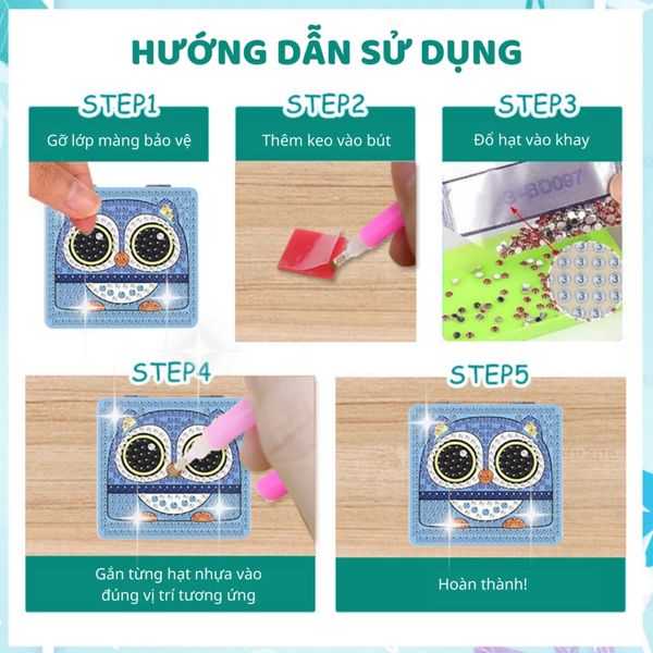 Gương gập bỏ túi đính đá lấp lánh – mini siêu xinh, đính đá theo mẫu