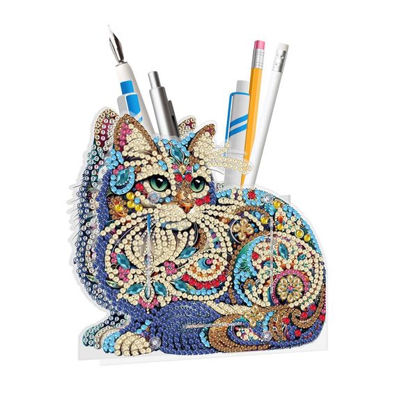 Ống đựng bút đính đá 5D - trang trí bàn học, bàn làm việc