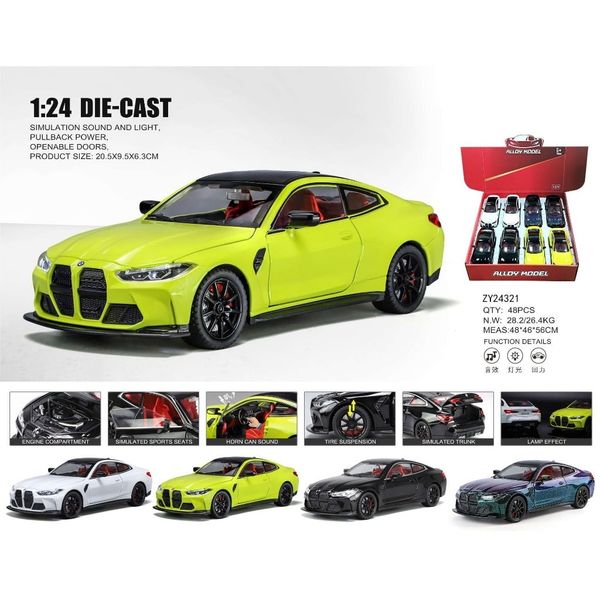 BMW Xe mô hình BMW M4 tỉ lệ 1:24 thiết kế thể thao sang trọng Hợp kim ABS LED âm thanh bánh xe linh hoạt màu sắc đa dạng