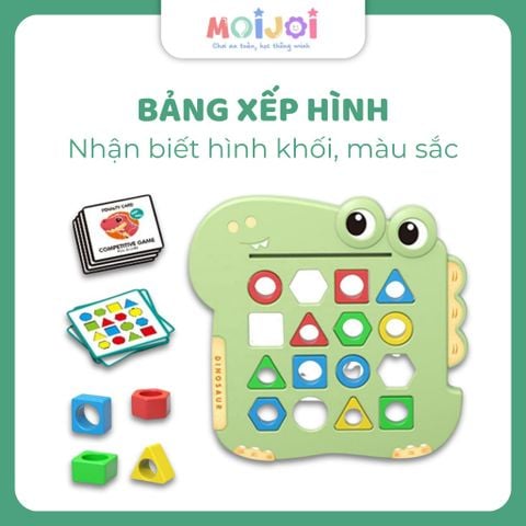 Bảng xếp hình thông minh rèn tư duy – Nhận biết hình khối, màu sắc cho bé