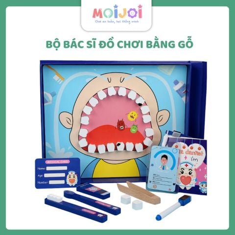 Bộ bác sĩ đồ chơi bằng gỗ - Mô hình nha khoa giáo dục, giúp bé học cách chăm sóc răng miệng