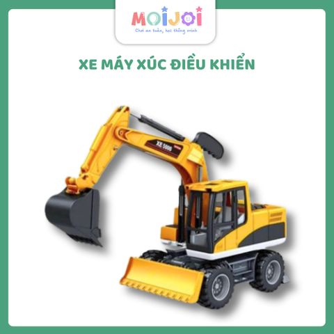 Đồ chơi xe máy xúc công trình, máy xúc điều khiển cơ học, nhiều khớp xoay linh hoạt tỉ lệ xe 1:14