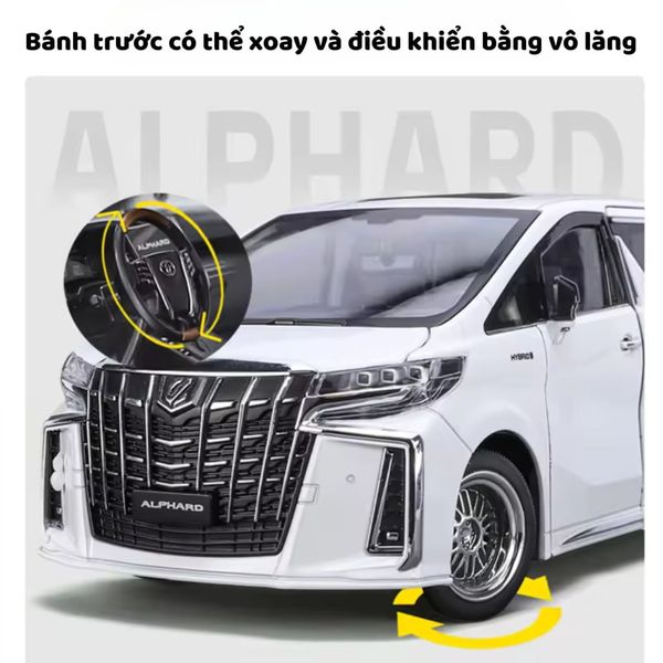 Mô hình ô tô hợp kim Alphard tỉ lệ 1:18 – mở cửa, capo, cốp, chi tiết tinh xảo
