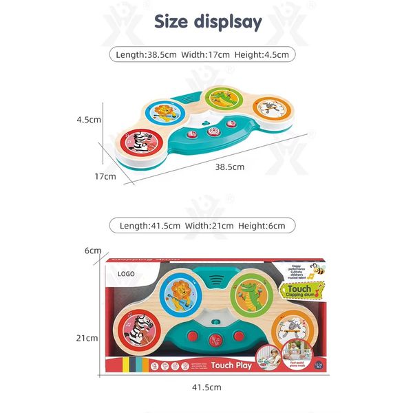 Đồ chơi âm nhạc cho bé 1 tuổi. Trống cảm ứng Touch Clapping Drum (Có Đèn LED, Nhạc)