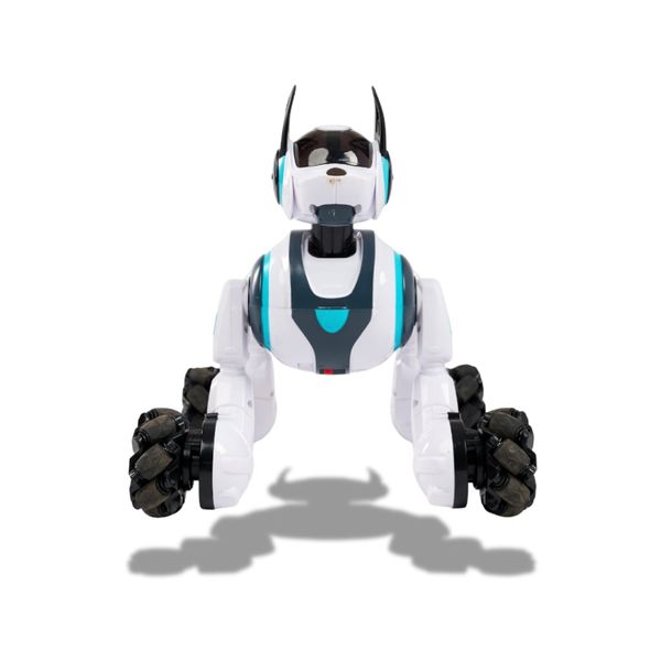 Đồ chơi chó robot RC Stunt – điều khiển tay cầm + tay đeo, xoay/nhào lộn 360°, sạc USB, quà cho bé