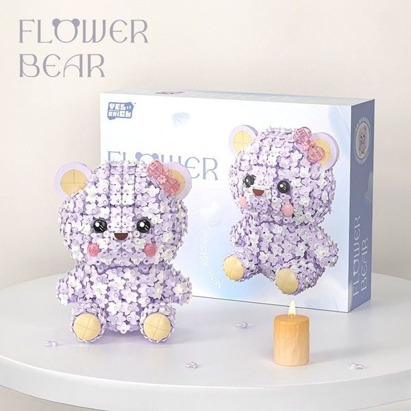 Mô hình lắp ráp gấu hoa Flower Bear 2169 DIY trang trí decor WL1988 mảnh