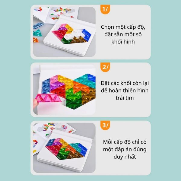 Bộ đồ chơi xếp hình IQ Heart-shaped – Trò chơi trí tuệ ghép hình tim cho bé và người lớn