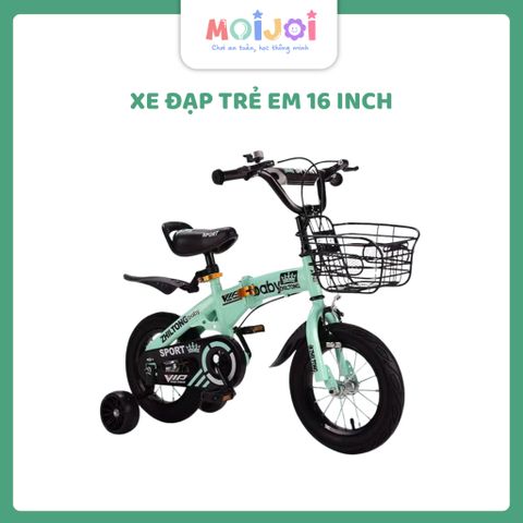 Xe đạp trẻ em màu xanh thể thao, an toàn và bền bỉ lốp16 inch