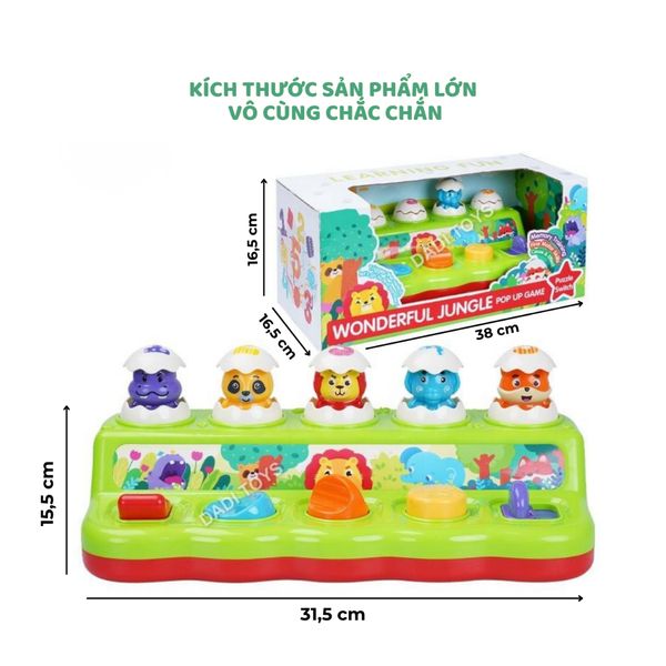 Hộp ú òa mở ra các con vật ngộ nghĩnh, Đồ chơi POP - UP thú rừng kỳ diệu Montessori từ 1 - 3 tuổi