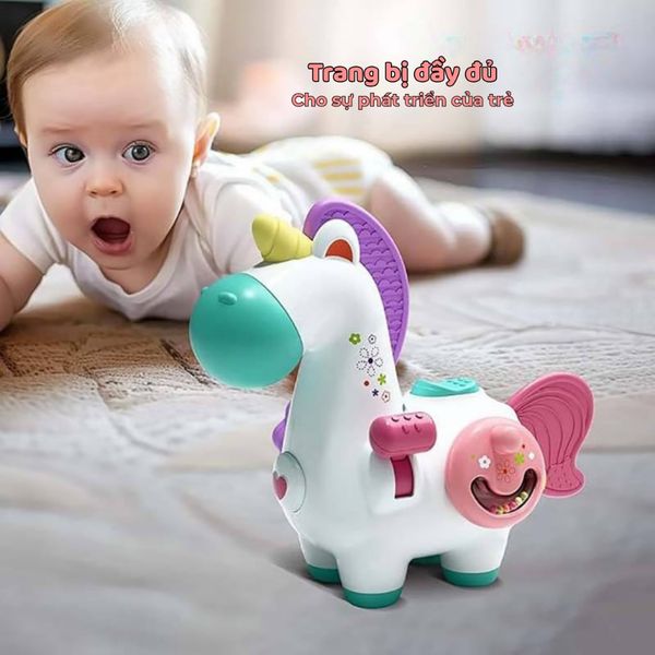 Đồ chơi Kỳ lân bận rộn đa chức năng phát triển giác quan cho bé, đồ chơi Montessori Unicorn Busy Toy