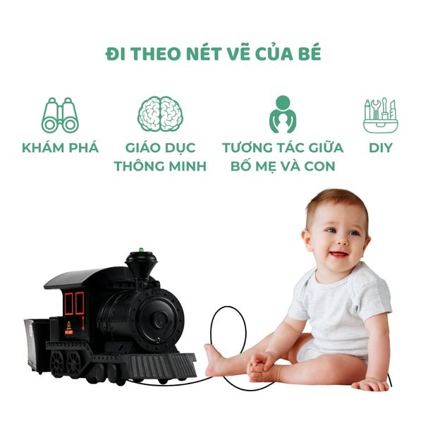 Tàu hỏa cổ điển đi theo nét vẽ – Đồ chơi STEAM sáng tạo cho bé