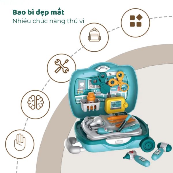 Bộ đồ chơi nha sĩ Dentist 18 chi tiết – vali dụng cụ khám răng cho bé