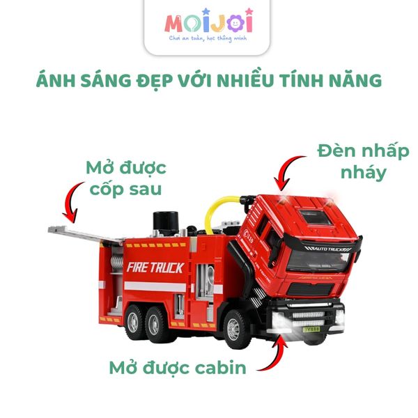 Xe cứu hỏa hợp kim phun nước – mô hình tỉ lệ 1:22 có đèn và âm thanh