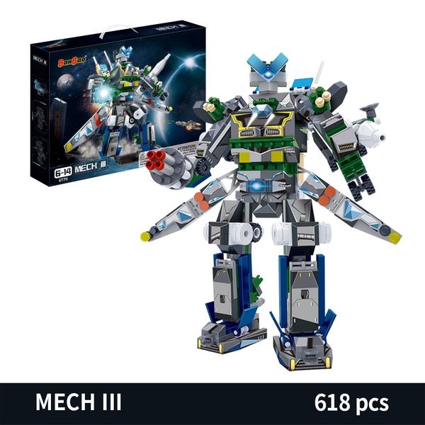 BanBao Đồ chơi lắp ráp Robot Mech III ET711 618 chi tiết mô hình chiến binh không gian thiết kế mạnh mẽ đa vũ khí và khả năng chuyển động linh hoạt cho bé từ 6 tuổi trở lên