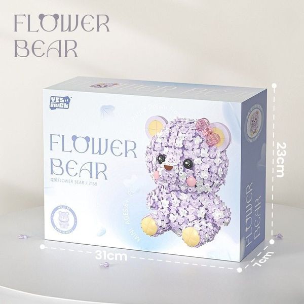 Mô hình lắp ráp gấu hoa Flower Bear 2169 DIY trang trí decor WL1988 mảnh