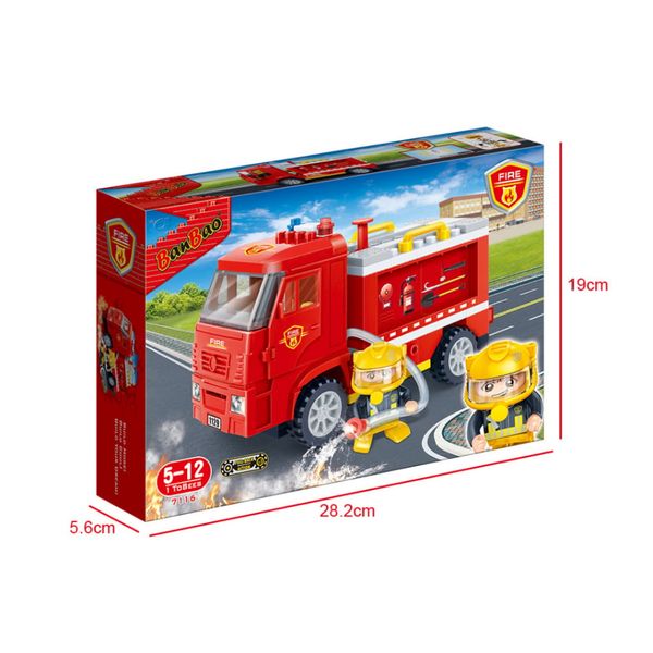 Đồ chơi lắp ráp Xe cứu hỏa BanBao 7116 – Bộ xe cứu hỏa cho bé, 112 chi tiết