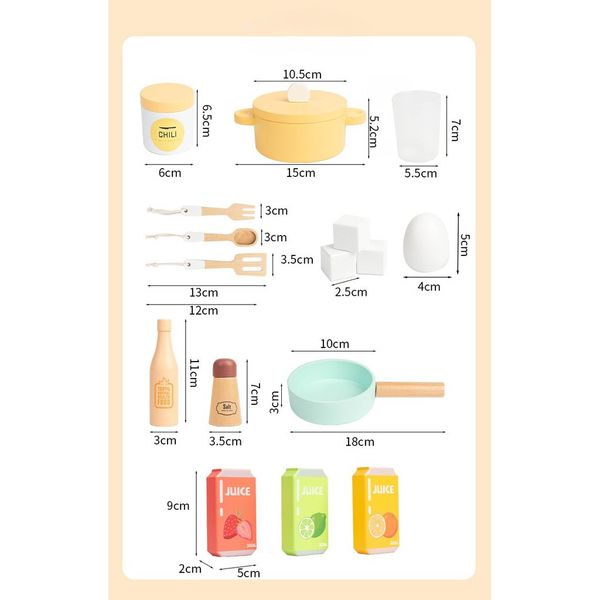 Bộ đồ chơi nhà bếp bằng gỗ hiện đại – Mô hình bếp nấu ăn kèm tủ lạnh và lò vi sóng, đầy đủ phụ kiện cho bé