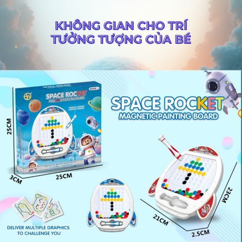 Đồ chơi xếp hình nam châm bằng bút tên lửa Space Rocket – Đồ chơi Montessori nhiều màu, tư duy logic
