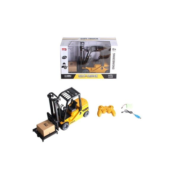 Xe nâng hàng điều khiển từ xa city-truck 1:12 – Đồ chơi mô phỏng xe công trình tỉ lệ chuẩn, pin sạc, tần số 2.4ghz