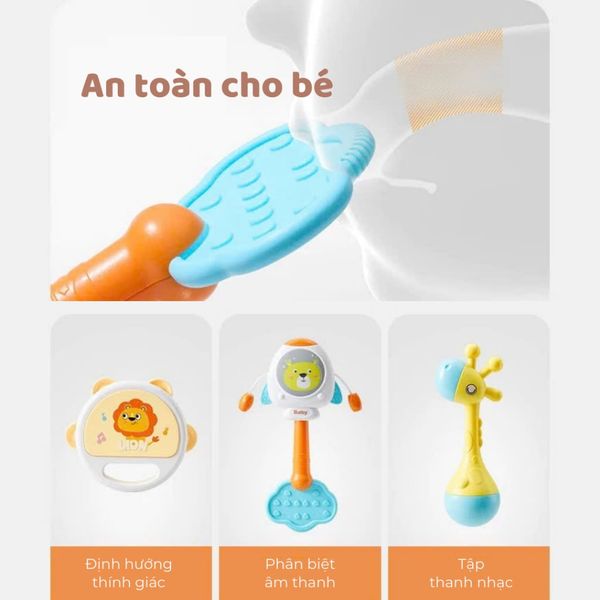 Bổ đồ chơi lục lạc cho bé  – còi, kèn, chuông lắc, trống tay & gặm nướu – dành cho trẻ từ 18 tháng tuổi trở lên