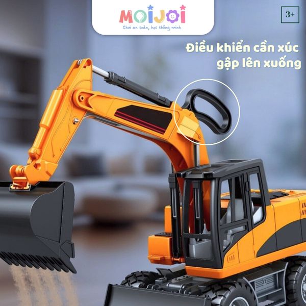 Đồ chơi xe máy xúc công trình, máy xúc điều khiển cơ học, nhiều khớp xoay linh hoạt tỉ lệ xe 1:14