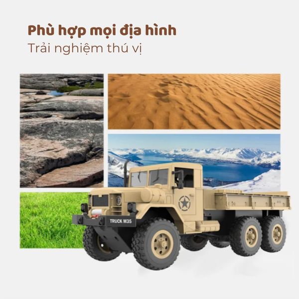Xe tải quân sự điều khiển từ xa – Military RC Truck 6 bánh, tải trọng lớn, vượt địa hình mạnh mẽ