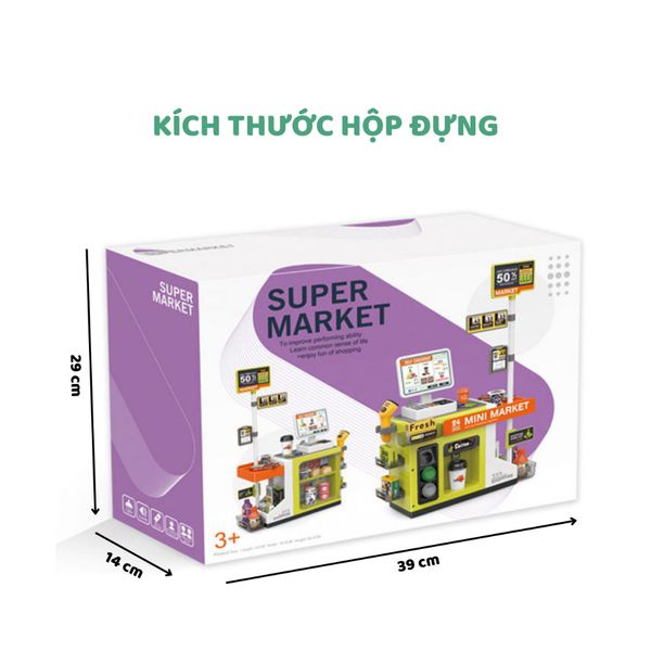 Bộ đồ chơi quầy siêu thị Mini Market – Bé đi chợ mua sắm và thanh toán nhập vai (46 chi tiết)