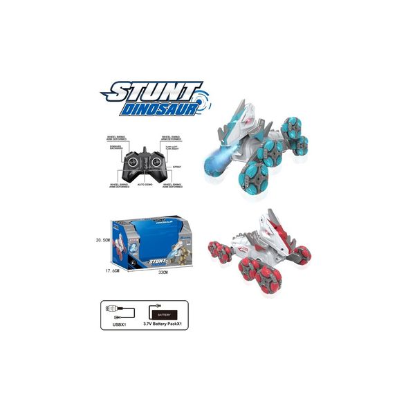 Xe điều khiển từ xa stunt dinosaur biến hình phun khói, mô hình trang trí cao cấp