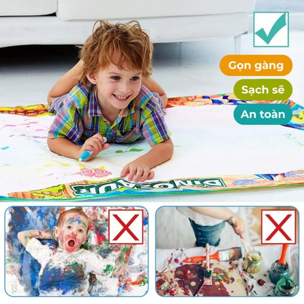 Thảm vẽ nước ma thuật tự xóa – Tự xóa khi khô, đồ chơi phát triển sáng tạo (100 × 80 cm)