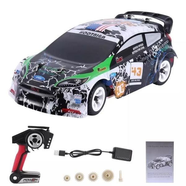Xe drift rally 4WD 1/28 điều khiển từ xa – Tốc độ 30Km/h, hợp kim, giảm xóc 4 bánh, pin 7.4V 400mAh