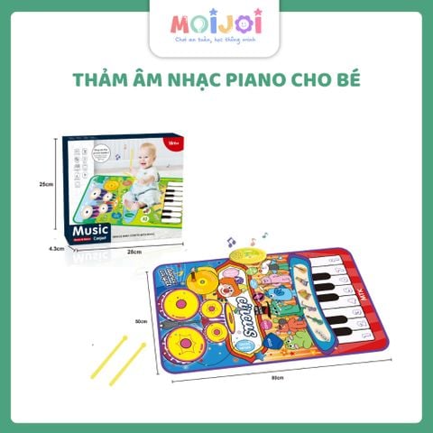 [Tặng kèm pin] Thảm âm nhạc đa chức năng cho bé – Đàn piano, nhạc, trống, âm thanh động vật