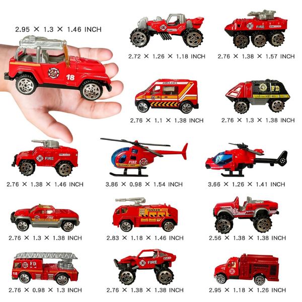 Bộ xe cứu hỏa hợp kim 15 chiếc – mô hình xe cứu hỏa tỉ lệ 1:64