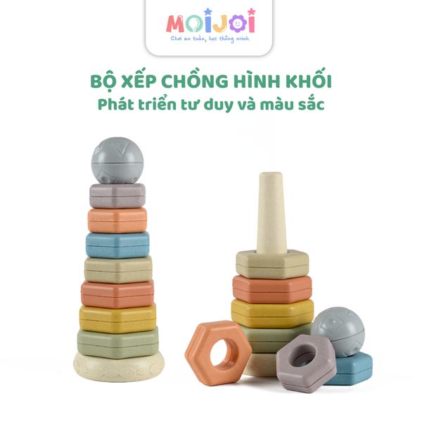Bộ xếp hình cầu vồng montessori đa dạng hình khối – phát triển trí tuệ & tư duy cho bé